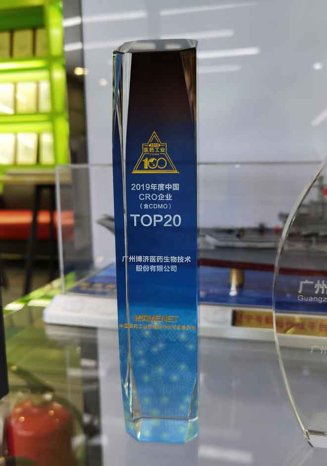 2019年(nian)度中(zhong)國(guo)CRO齊(qi)業（含CDMO）TOP20